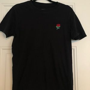 Black with Red Rose Tee